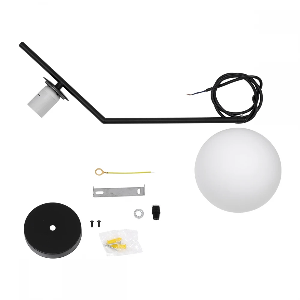 Μοντέρνο Κρεμαστό Φωτιστικό Οροφής Μονόφωτο 1 x E27 Μαύρο - Λευκό Μεταλλικό Μπάλα Φ15 x Υ49cm