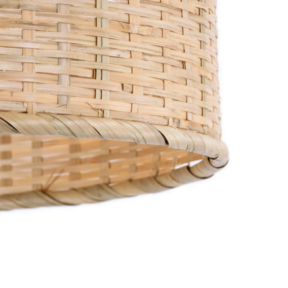 Μοντέρνο Κρεμαστό Φωτιστικό Οροφής Μονόφωτο 1 x E27 Μπεζ Μπαμπού Καμπάνα D42 x H44cm