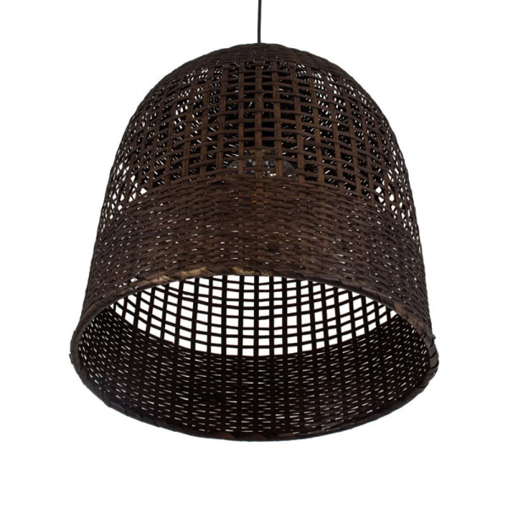 Μοντέρνο Κρεμαστό Φωτιστικό Οροφής Μονόφωτο 1 x E27 Καφέ Μπαμπού Καμπάνα D42 x H44cm