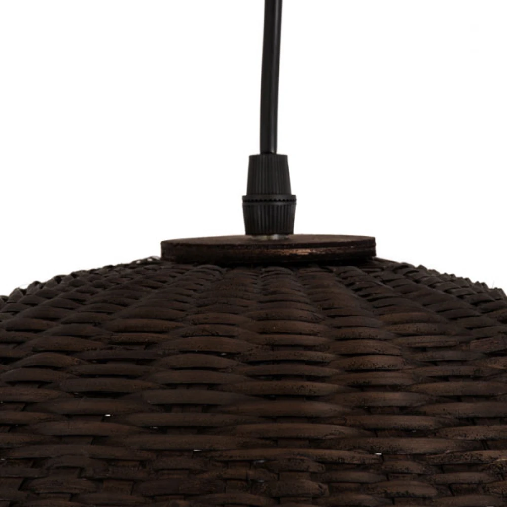 Μοντέρνο Κρεμαστό Φωτιστικό Οροφής Μονόφωτο 1 x E27 Καφέ Μπαμπού Καμπάνα D42 x H44cm