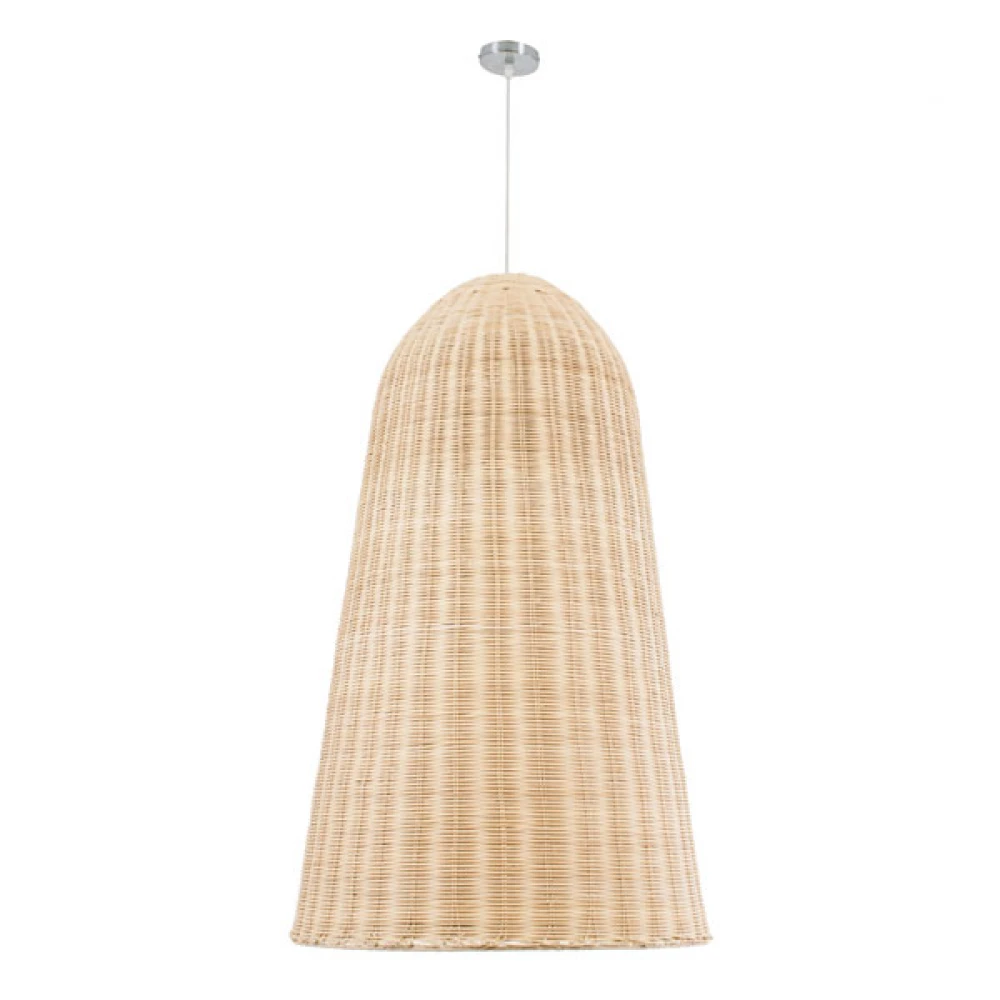 Μοντέρνο Κρεμαστό Φωτιστικό Οροφής Μονόφωτο 1 x E27 Μπεζ Μπαμπού Καμπάνα D60 x H100cm