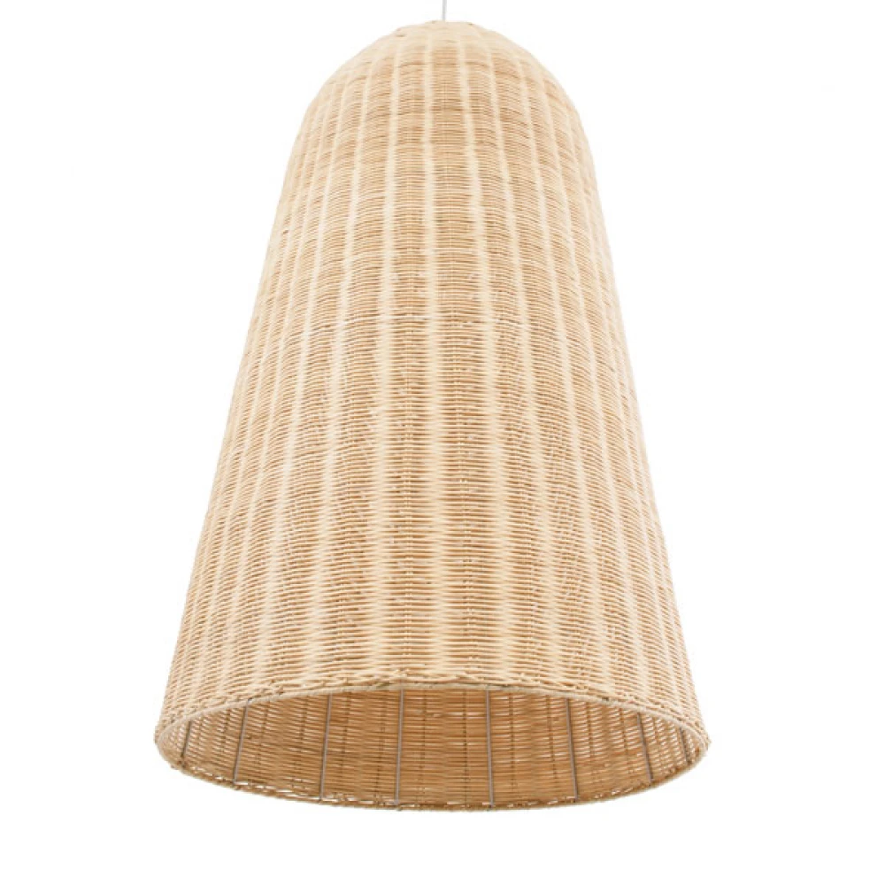 Μοντέρνο Κρεμαστό Φωτιστικό Οροφής Μονόφωτο 1 x E27 Μπεζ Μπαμπού Καμπάνα D60 x H100cm
