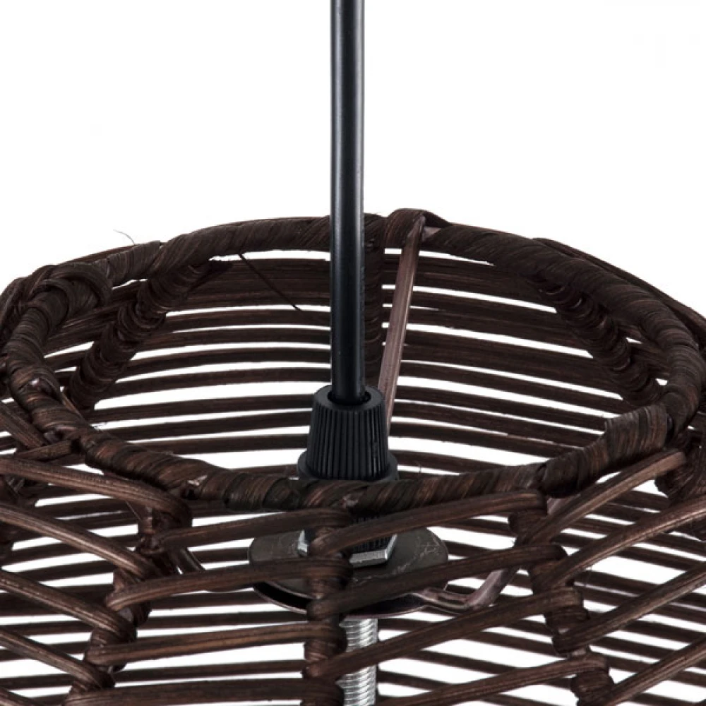 Μοντέρνο Κρεμαστό Φωτιστικό Οροφής Μονόφωτο 1 x E27 Καφέ Σχοινί Καμπάνα D43 x H46cm