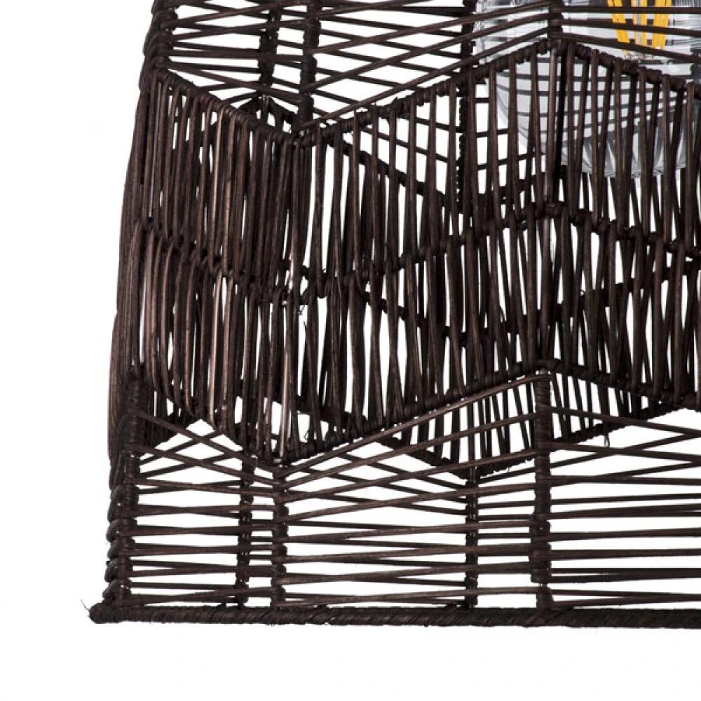 Μοντέρνο Κρεμαστό Φωτιστικό Οροφής Μονόφωτο 1 x E27 Καφέ Σχοινί Καμπάνα D43 x H46cm