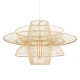 Vintage Κρεμαστό Φωτιστικό Οροφής Μονόφωτο Μπεζ Ξύλινο Bamboo Πλέγμα Φ100 x Y60cm