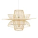 Vintage Κρεμαστό Φωτιστικό Οροφής Μονόφωτο Μπεζ Ξύλινο Bamboo Πλέγμα Φ100 x Y60cm