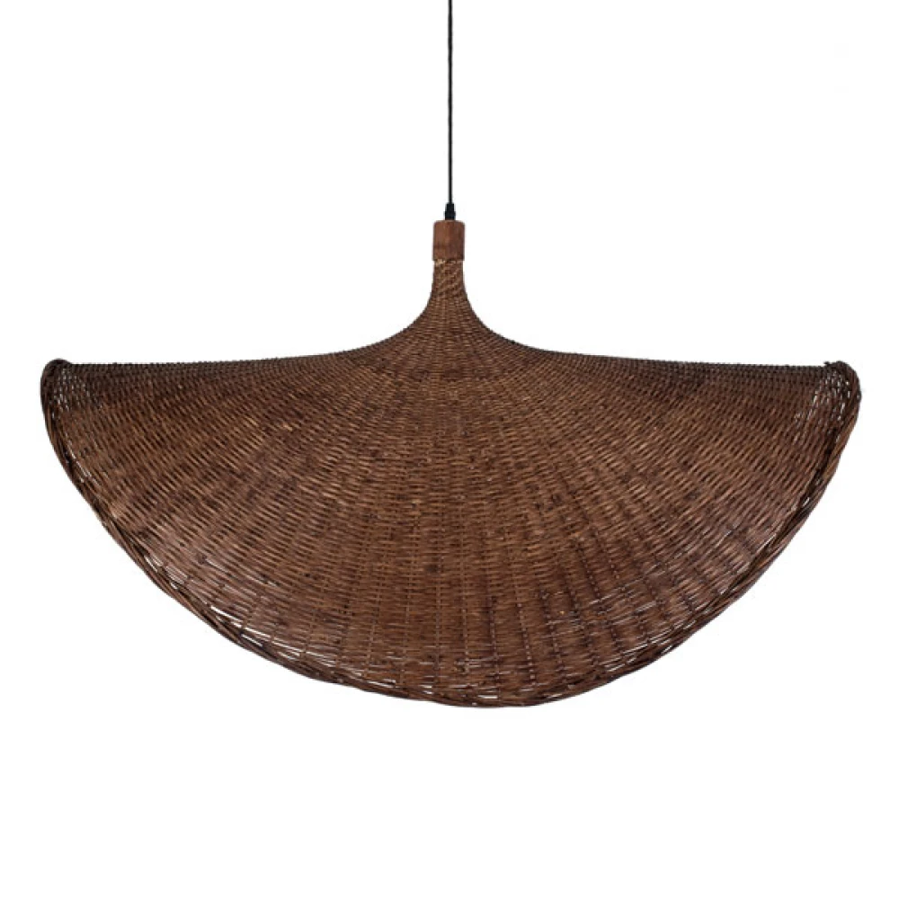 Μοντέρνο Κρεμαστό Φωτιστικό Οροφής Μονόφωτο 1 x E27 Καφέ Bamboo Πλέγμα D100 x H55cm