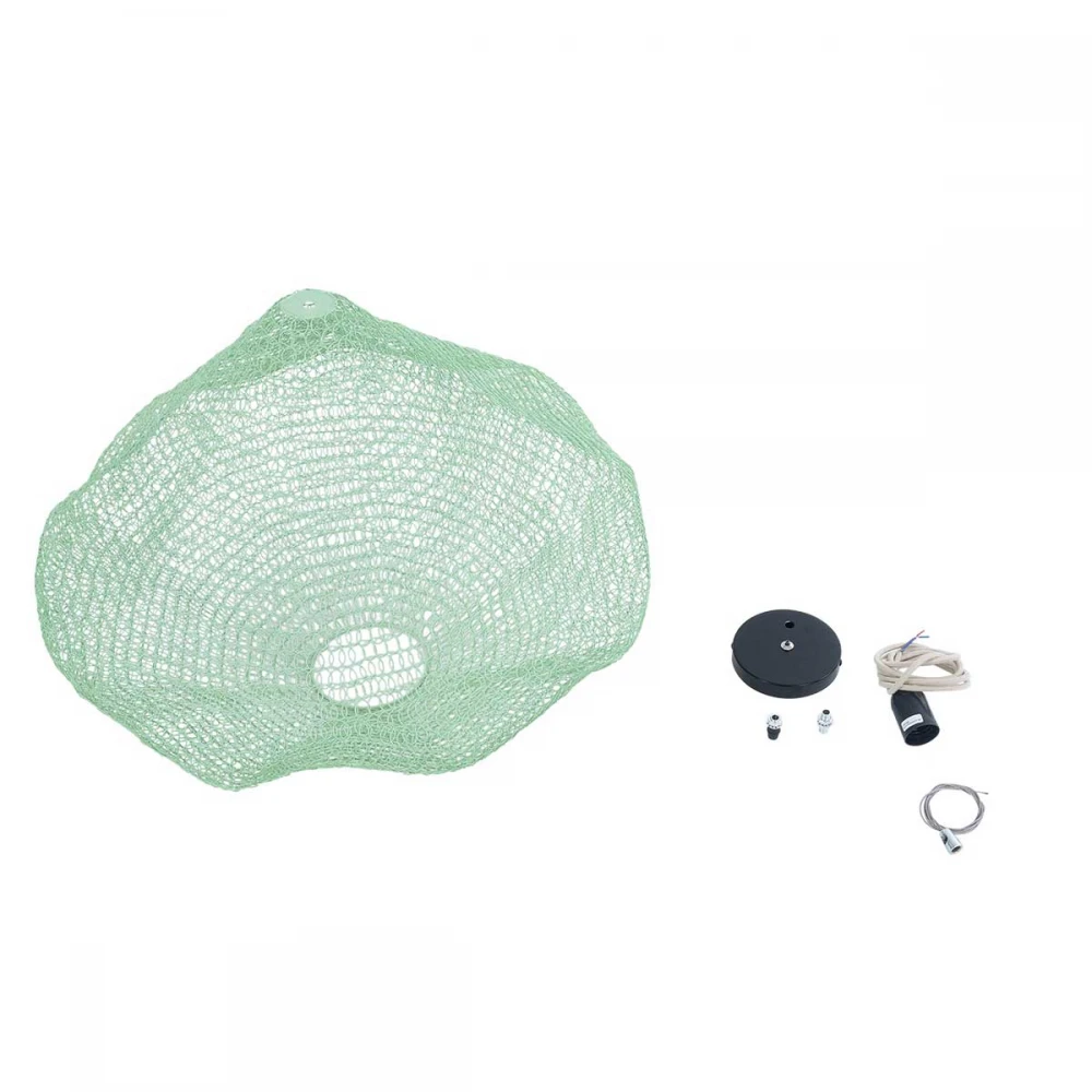 Vintage Κρεμαστό Φωτιστικό Οροφής Μονόφωτο 1 x E27 AC220-240V IP20 - Φ60 x Υ50cm - Τιρκουάζ Μεταλλικό Πλέγμα