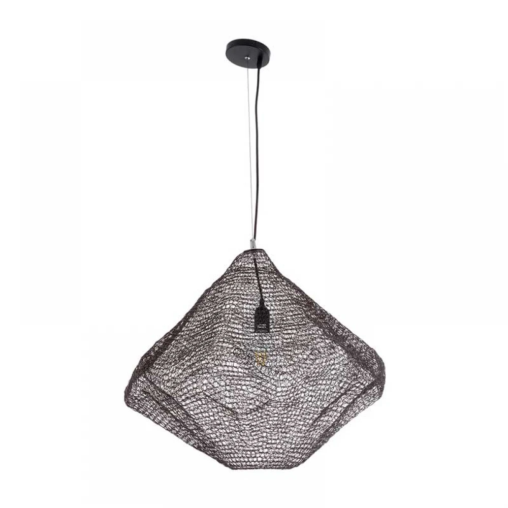 Vintage Κρεμαστό Φωτιστικό Οροφής Μονόφωτο 1 x E27 AC220-240V IP20 - Φ60 x Υ50cm - Σκούρο Καφέ Μεταλλικό Πλέγμα