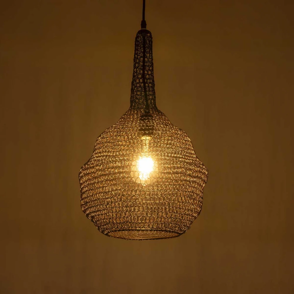 Vintage Κρεμαστό Φωτιστικό Οροφής Μονόφωτο 1 x E27 AC220-240V IP20 - Φ30 x Υ50cm - Σκούρο Καφέ Μεταλλικό Πλέγμα