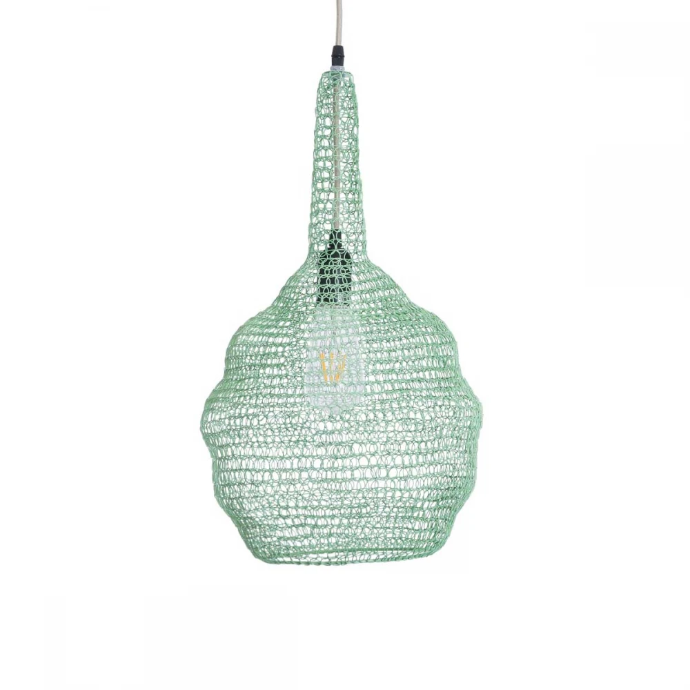 Κρεμαστό Φωτιστικό Οροφής Μονόφωτο 1 x E27 AC220-240V IP20 - Φ30 x Υ50cm - Τιρκουάζ Μεταλλικό Πλέγμα