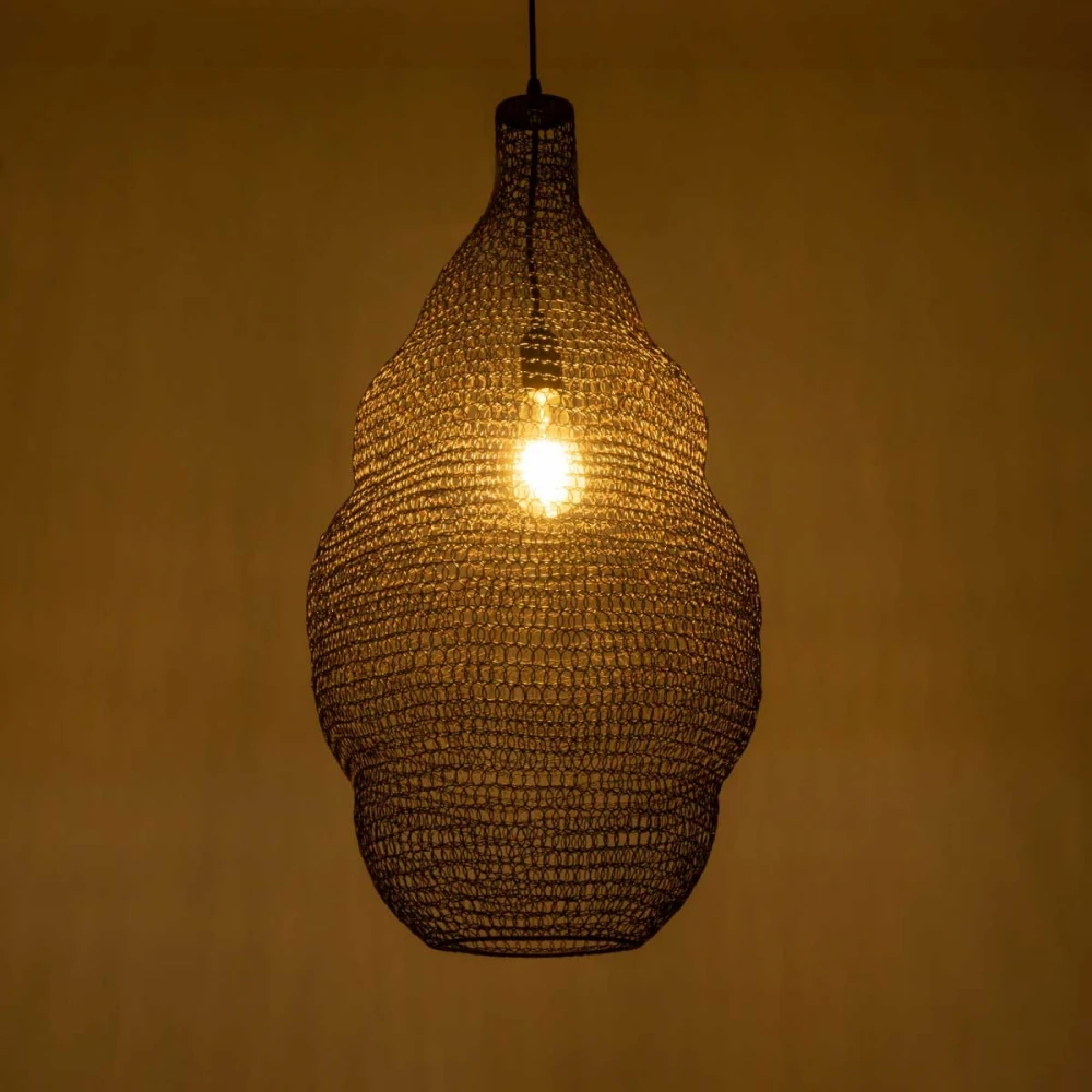 Vintage Κρεμαστό Φωτιστικό Οροφής Μονόφωτο 1 x E27 AC220-240V IP20 - Φ40 x Υ70cm - Σκούρο Καφέ Μεταλλικό Πλέγμα
