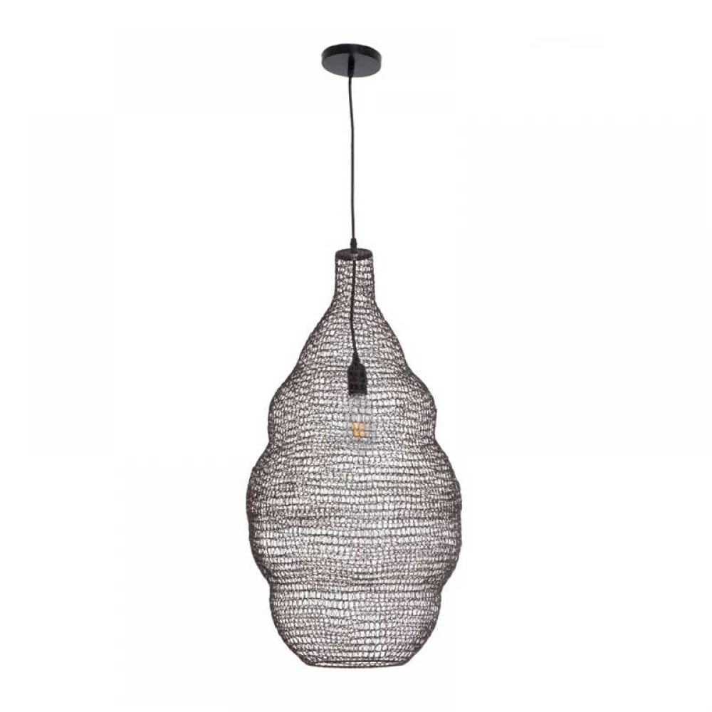 Vintage Κρεμαστό Φωτιστικό Οροφής Μονόφωτο 1 x E27 AC220-240V IP20 - Φ40 x Υ70cm - Σκούρο Καφέ Μεταλλικό Πλέγμα