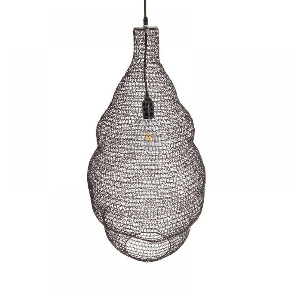 Vintage Κρεμαστό Φωτιστικό Οροφής Μονόφωτο 1 x E27 AC220-240V IP20 - Φ40 x Υ70cm - Σκούρο Καφέ Μεταλλικό Πλέγμα