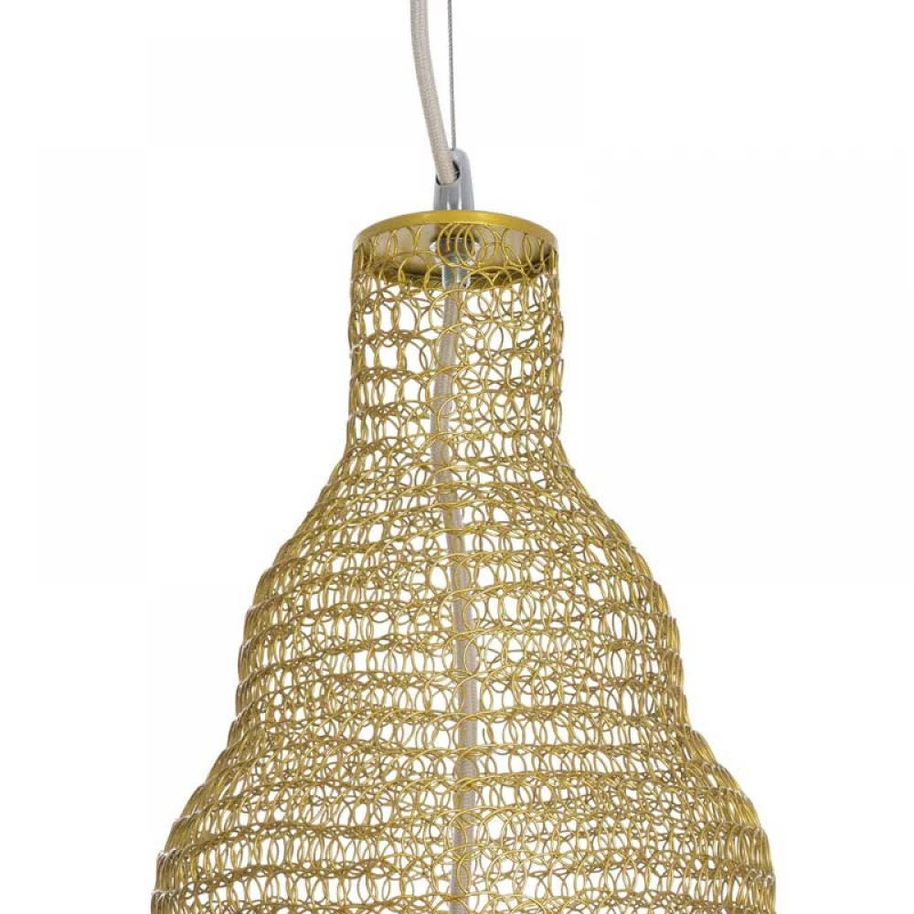 Vintage Κρεμαστό Φωτιστικό Οροφής Μονόφωτο 1 x E27 AC220-240V IP20 - Φ40 x Υ80cm - Μπεζ Μεταλλικό με Μπαμπού Πλέγμα