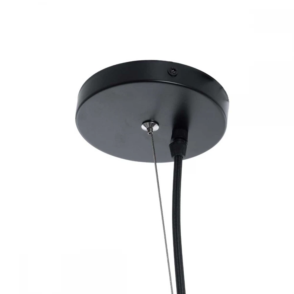 Vintage Κρεμαστό Φωτιστικό Οροφής Μονόφωτο 1 x E27 AC220-240V IP20 - Φ60 x Υ70cm - Μαύρο Μεταλλικό με Μπαμπού Πλέγμα