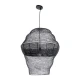 Vintage Κρεμαστό Φωτιστικό Οροφής Μονόφωτο 1 x E27 AC220-240V IP20 - Φ60 x Υ70cm - Μαύρο Μεταλλικό με Μπαμπού Πλέγμα