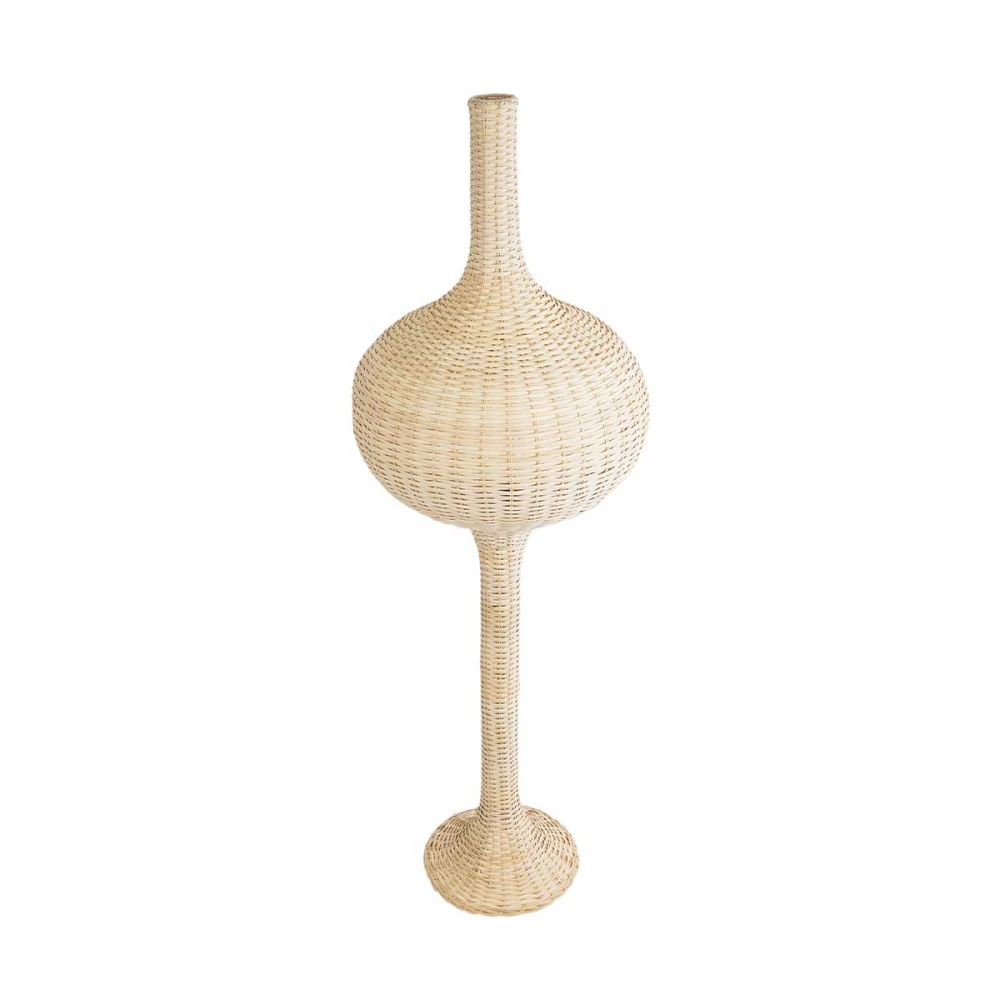 Boho Επιδαπέδιο Φωτιστικό Μονόφωτο 1 x E27 AC220-240V IP20 - Φ50 x Υ150cm - Μπεζ Μπαμπού Πλέγμα