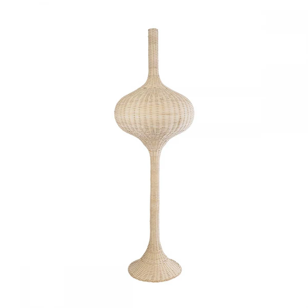 Boho Επιδαπέδιο Φωτιστικό Μονόφωτο 1 x E27 AC220-240V IP20 - Φ60 x Υ180cm - Μπεζ Μπαμπού Πλέγμα