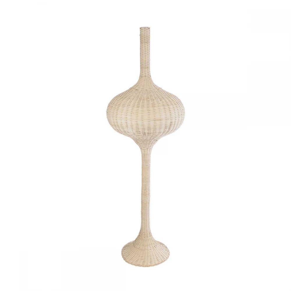 Boho Επιδαπέδιο Φωτιστικό Μονόφωτο 1 x E27 AC220-240V IP20 - Φ60 x Υ180cm - Μπεζ Μπαμπού Πλέγμα