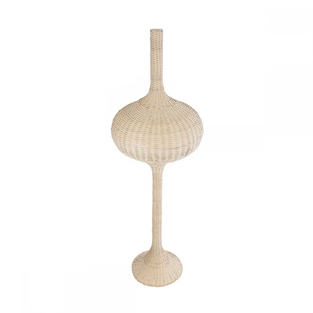 Boho Επιδαπέδιο Φωτιστικό Μονόφωτο 1 x E27 AC220-240V IP20 - Φ60 x Υ180cm - Μπεζ Μπαμπού Πλέγμα