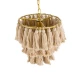 Boho Κρεμαστό Φωτιστικό Οροφής Μονόφωτο 1 x E27 AC220-240V IP20 - Φ30 x Υ40cm - Μπεζ Λεπτό Νήμα Βαμβακερό και Χρυσό Μεταλλικό Πλέγμα