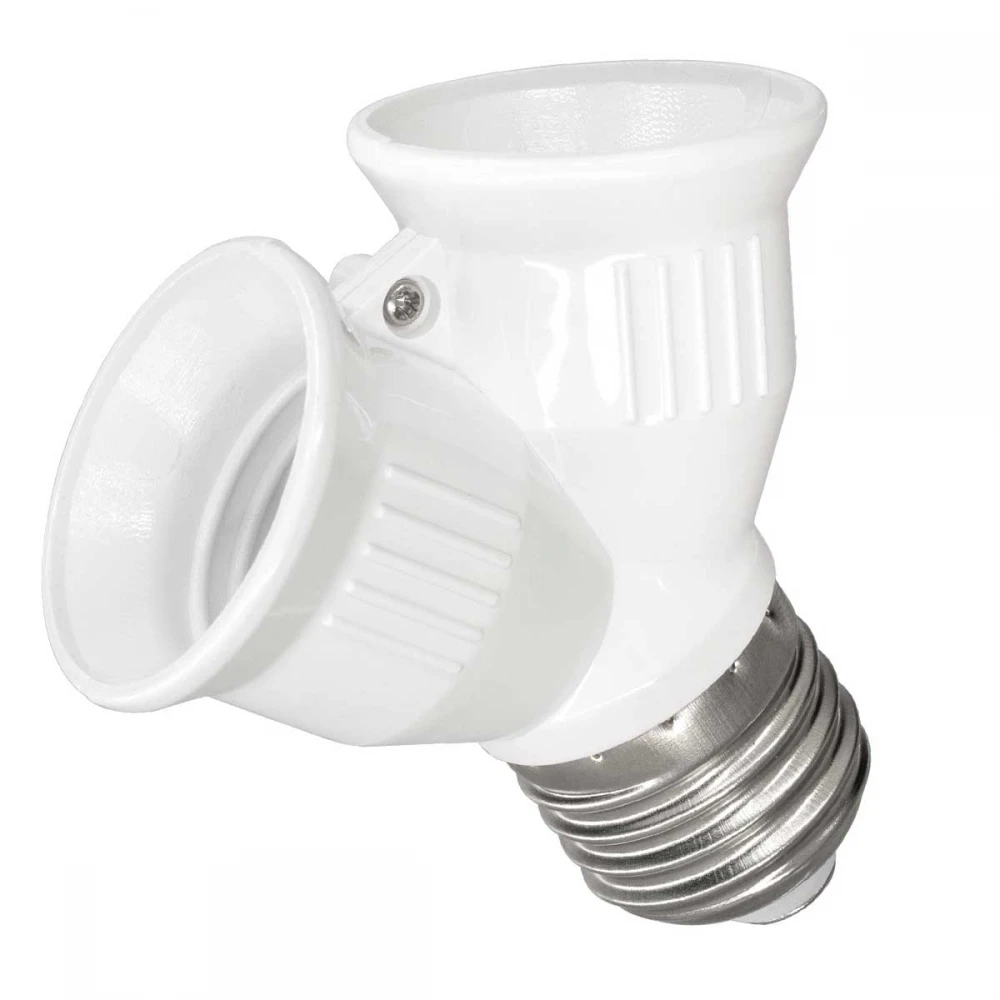 Πλαστικός Αντάπτορας Μετατροπέας από 1xE27 Ντουί σε 2xE27 Ντουί Λευκό GloboStar