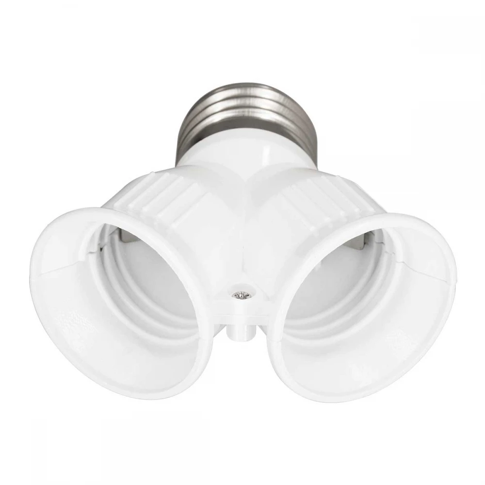 Πλαστικός Αντάπτορας Μετατροπέας από 1xE27 Ντουί σε 2xE27 Ντουί Λευκό GloboStar