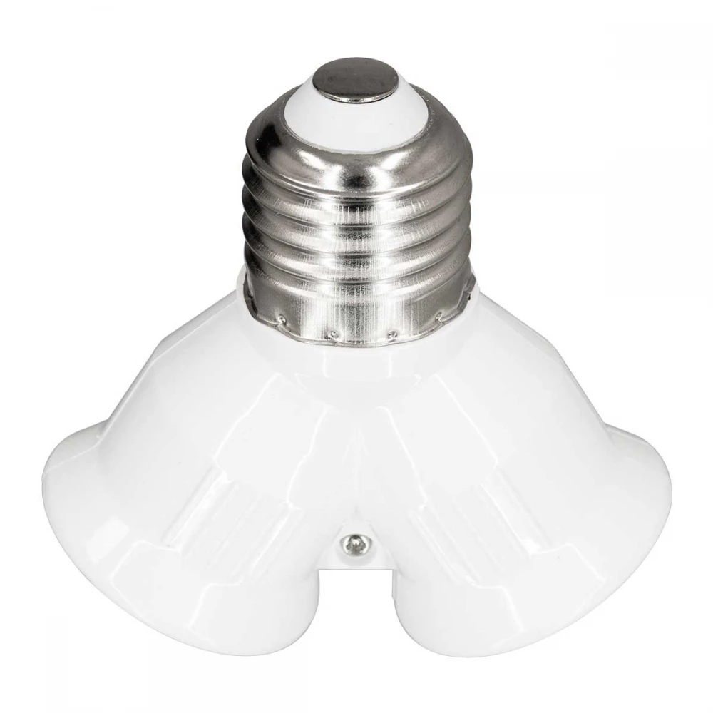 Πλαστικός Αντάπτορας Μετατροπέας από 1xE27 Ντουί σε 2xE27 Ντουί Λευκό GloboStar