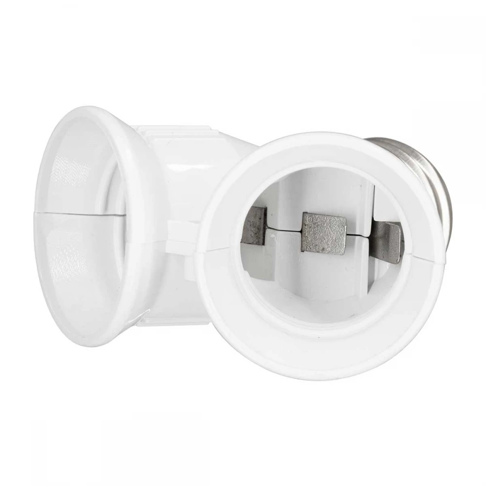Πλαστικός Αντάπτορας Μετατροπέας από 1xE27 Ντουί σε 2xE27 Ντουί Λευκό GloboStar