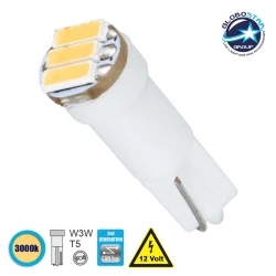 Λάμπα Αυτοκινήτου T5 3rd Generation Can-Bus LED 3 SMD 4014 0.6W 120lm 120° DC 12V IP20 Θερμό Λευκό 3000K - GloboStar