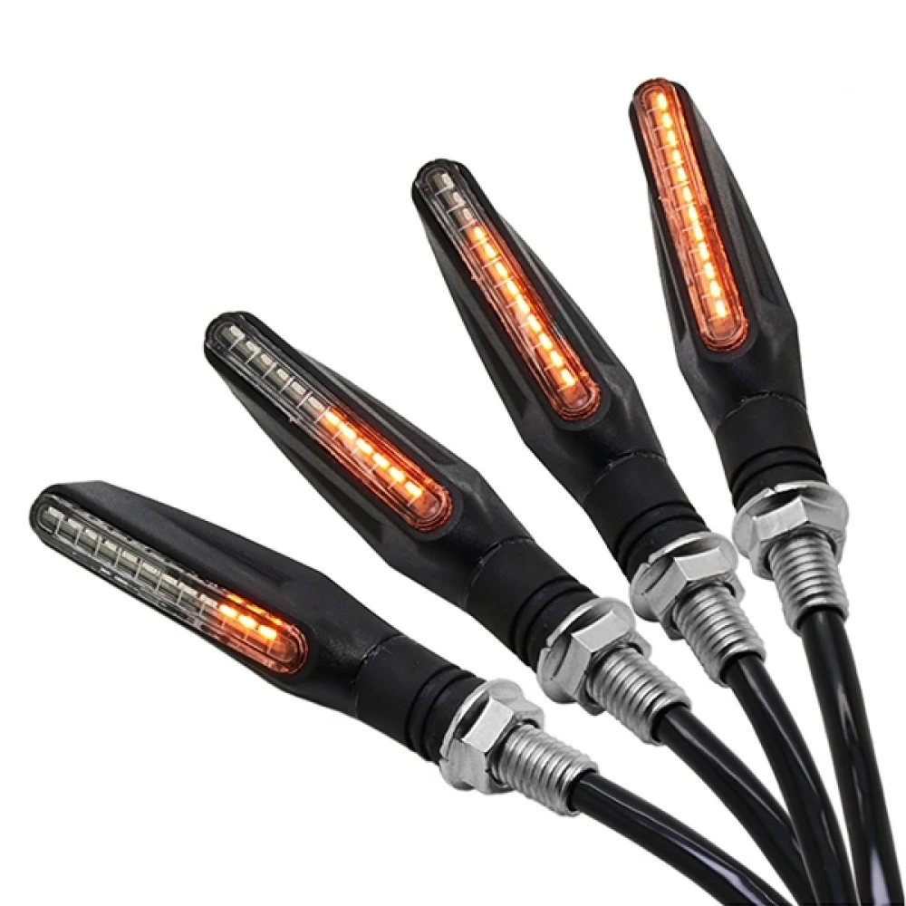 GloboStar ΣΕΤ 2 x Φλάς Μοτοσυκλέτας Universal Line LED SMD 5050 5W DC 12V με Τρεχούμενο Εφέ Φωτισμού Πορτοκαλί Αδιάβροχα IP65