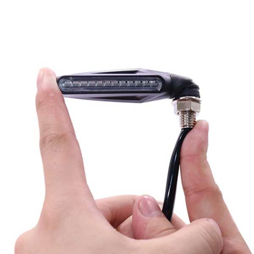 GloboStar ΣΕΤ 2 x Φλάς Μοτοσυκλέτας Universal Line LED SMD 5050 5W DC 12V με Τρεχούμενο Εφέ Φωτισμού Πορτοκαλί Αδιάβροχα IP65