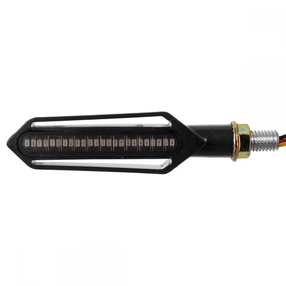 GloboStar ΣΕΤ 2 x Φλάς Μοτοσυκλέτας Universal Knife LED SMD 5050 5W DC 12V 2 Λειτουργιών Κόκκινο για Πορείας-Stop & με Τρεχούμενο Εφέ Φωτισμού Πορτοκαλί για Φλας Αδιάβροχα IP65