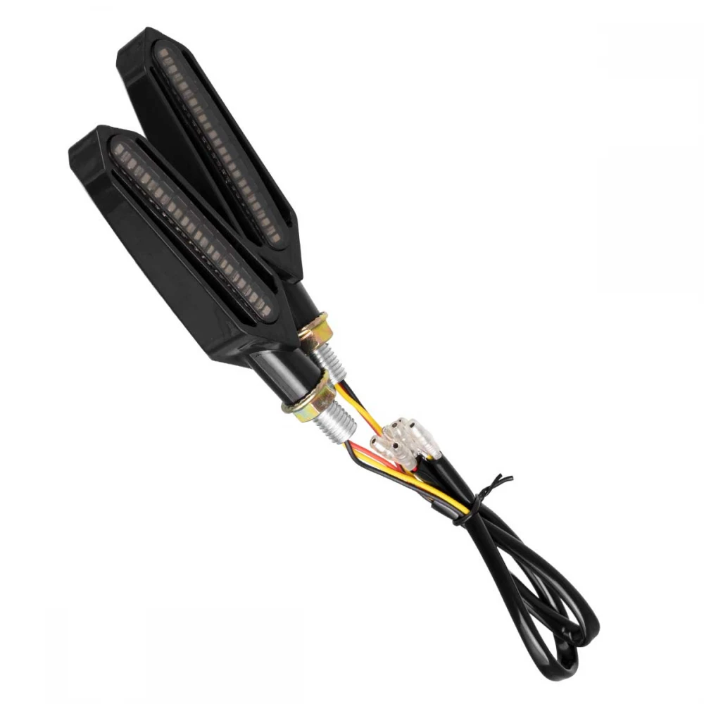 GloboStar ΣΕΤ 2 x Φλάς Μοτοσυκλέτας Universal Knife LED SMD 5050 5W DC 12V 2 Λειτουργιών Κόκκινο για Πορείας-Stop & με Τρεχούμενο Εφέ Φωτισμού Πορτοκαλί για Φλας Αδιάβροχα IP65