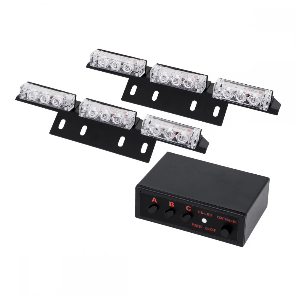 PRO Series ΣΕΤ 2 x Μπάρες Σήμανσης Οχήματος Αστυνομίας για Αυτοκίνητα & Φορτηγά 3 Προγραμμάτων Φωτισμού STROBE LED HIGH POWER 18W DC 10-30V Αδιάβροχο IP65 Μπλε & Κόκκινο Globostar