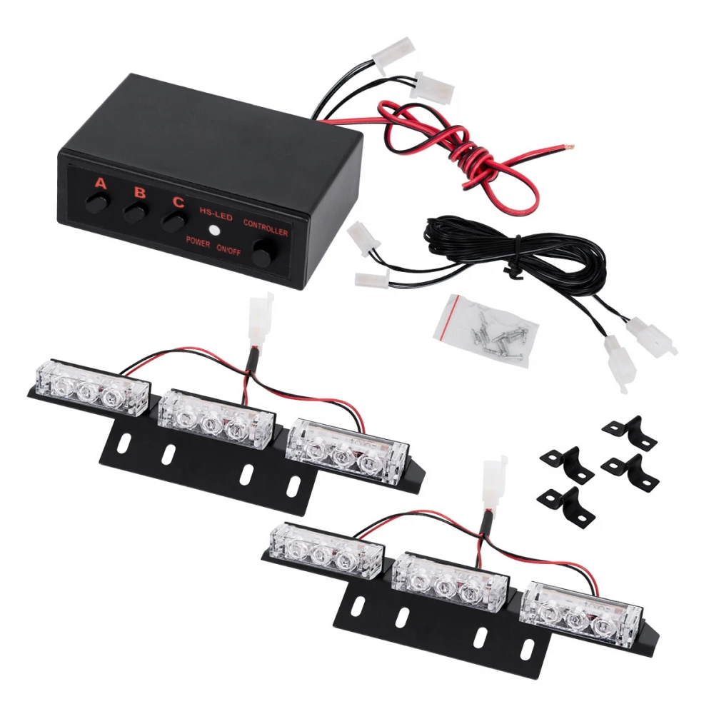 PRO Series ΣΕΤ 2 x Μπάρες Σήμανσης Οχήματος Αστυνομίας για Αυτοκίνητα & Φορτηγά 3 Προγραμμάτων Φωτισμού STROBE LED HIGH POWER 18W DC 10-30V Αδιάβροχο IP65 Μπλε & Κόκκινο Globostar