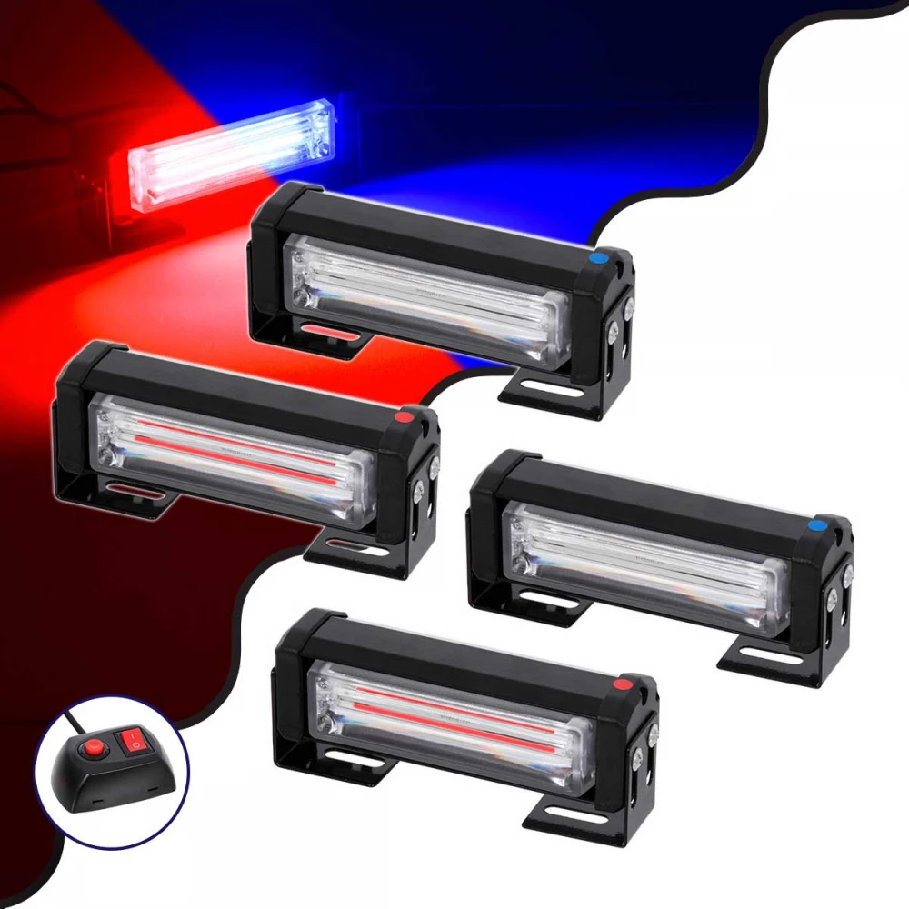 PRO Series ΣΕΤ 4 x Μπάρες Σήμανσης Οχήματος Αστυνομίας για Αυτοκίνητα & Φορτηγά 13 Προγραμμάτων Φωτισμού LED CREE CXB COB 36W DC 10-30V Αδιάβροχο IP65 Κόκκινο & Μπλε GloboStar