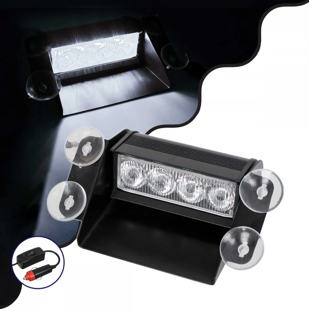 PRO Series Μπάρα Σήμανσης με Βεντούζες Στήριξης για Παρμπρίζ Οχήματος Ασθενοφόρου για Αυτοκίνητα & Φορτηγά 9 Προγραμμάτων Φωτισμού STROBE LED SMD 4W DC 10-30V IP20 Ψυχρό Λευκό 6000K Globostar