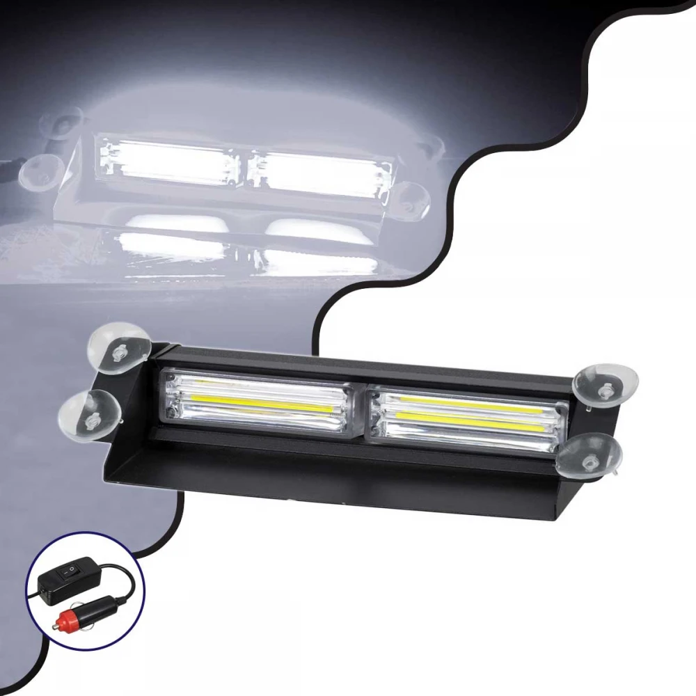 PRO Series Μπάρα Σήμανσης με Βεντούζες για Παρμπρίζ Οχήματος Ασθενοφόρου για Αυτοκίνητα & Φορτηγά 13 Προγραμμάτων Φωτισμού LED CREE CXB COB 18W DC 10-30V IP20 Ψυχρό Λευκό 6000K GloboStar