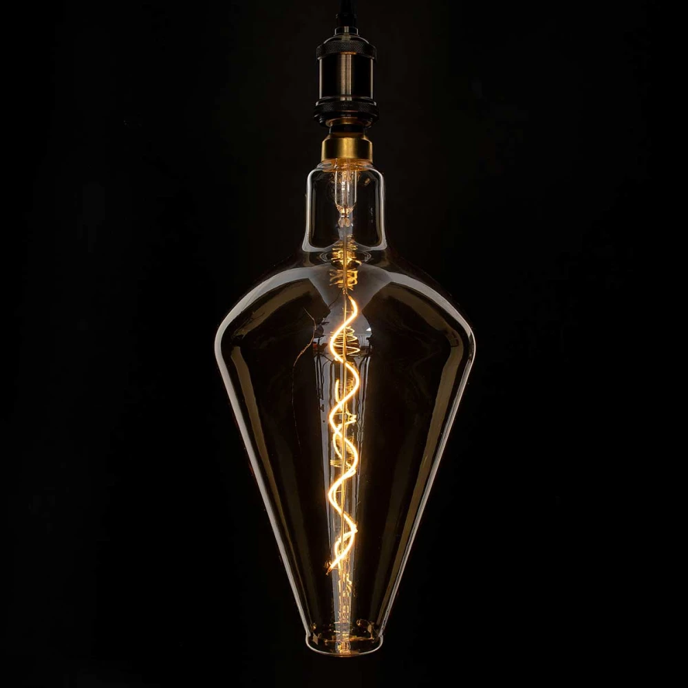 Λάμπα LED Soft S Spiral Filament E27 BA200 ROCKET Γλόμπος 6W 420lm 360° AC 220-240V IP20 Φ20 x Υ41.5cm Ultra Θερμό Λευκό 2200K με Μελί Γυαλί - Dimmable