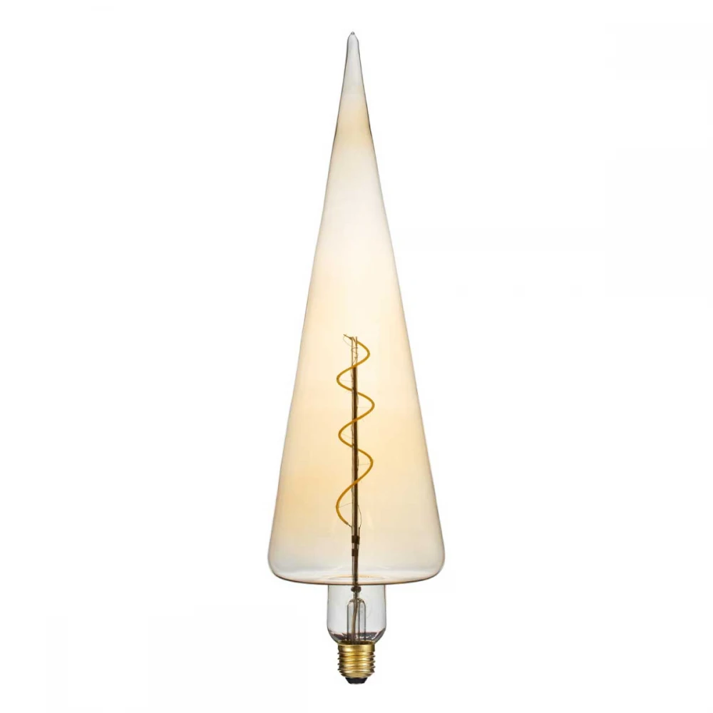 Λάμπα LED Soft S Spiral Filament E27 CT100 SPEAR Γλόμπος 6W 420lm 360° AC 220-240V IP20 Φ10 x Υ28cm Ultra Θερμό Λευκό 2200K με Μελί Γυαλί - Dimmable