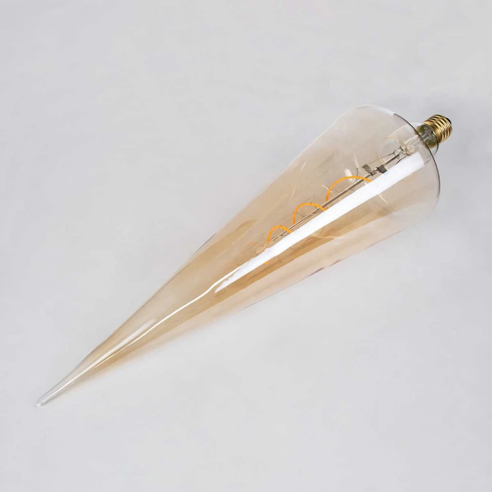 Λάμπα LED Soft S Spiral Filament E27 CT100 SPEAR Γλόμπος 6W 420lm 360° AC 220-240V IP20 Φ10 x Υ28cm Ultra Θερμό Λευκό 2200K με Μελί Γυαλί - Dimmable