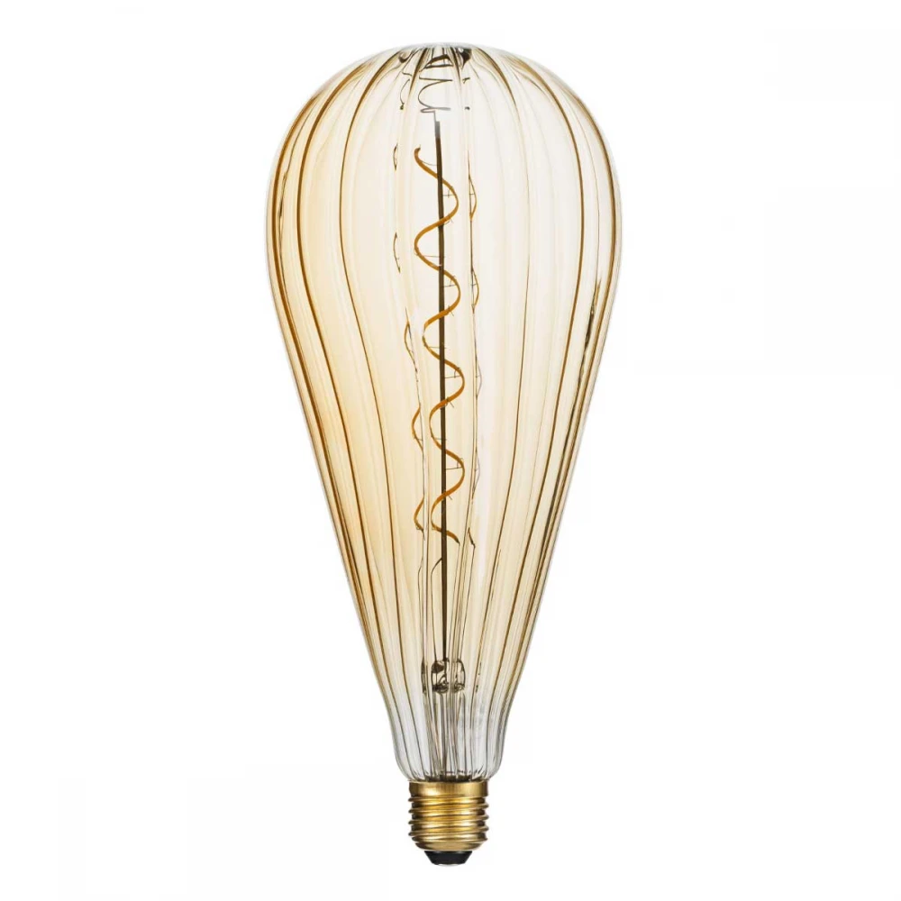 Λάμπα LED Soft S Spiral Filament E27 OT120 ZEPPELIN Γλόμπος 6W 420lm 360° AC 220-240V IP20 Φ12 x Υ46cm Ultra Θερμό Λευκό 2200K με Μελί Γυαλί - Dimmable
