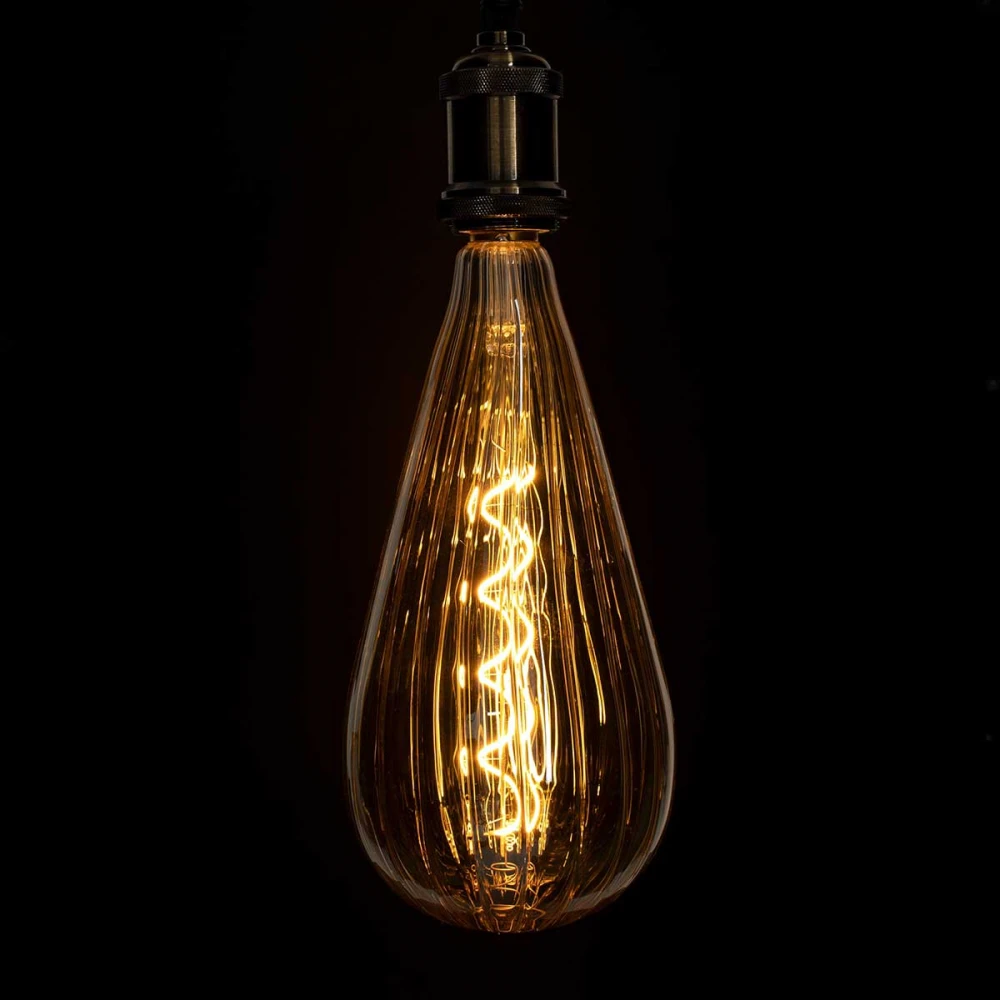 Λάμπα LED Soft S Spiral Filament E27 OT120 ZEPPELIN Γλόμπος 6W 420lm 360° AC 220-240V IP20 Φ12 x Υ46cm Ultra Θερμό Λευκό 2200K με Μελί Γυαλί - Dimmable