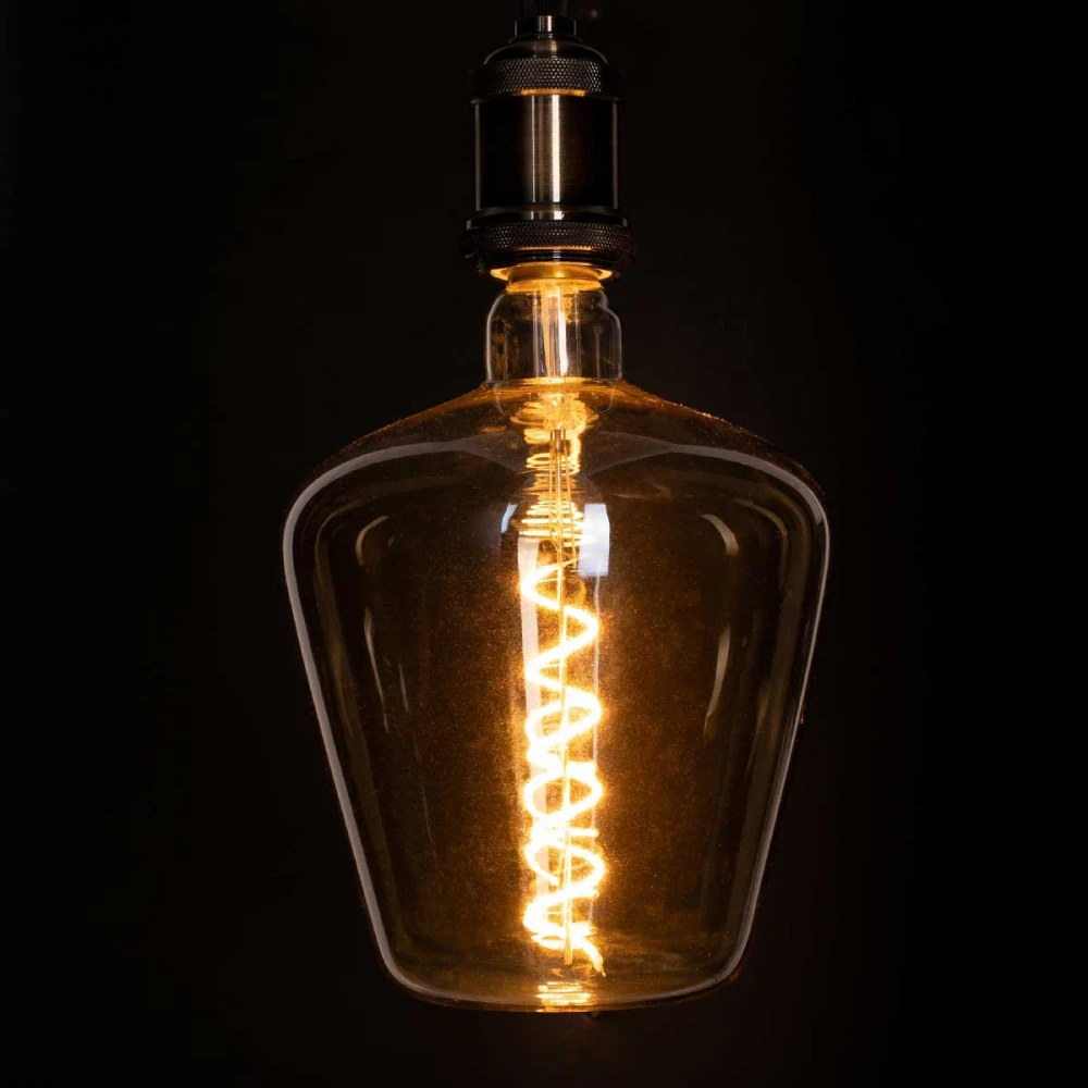 Λάμπα LED Soft S Spiral Filament E27 NT170 BRANDY Γλόμπος 6W 420lm 360° AC 220-240V IP20 Φ17 x Υ23cm Ultra Θερμό Λευκό 2200K με Μελί Γυαλί - Dimmable