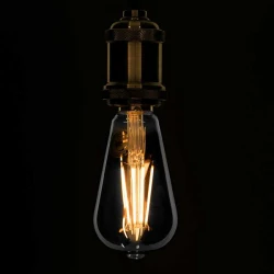 Λάμπα E27 ST64 Αχλάδι LED LONG FILAMENT 10W 1000 lm 320° AC 85-265V Edison Retro με Φιμέ Γυαλί Θερμό Λευκό 2700 K Dimmable