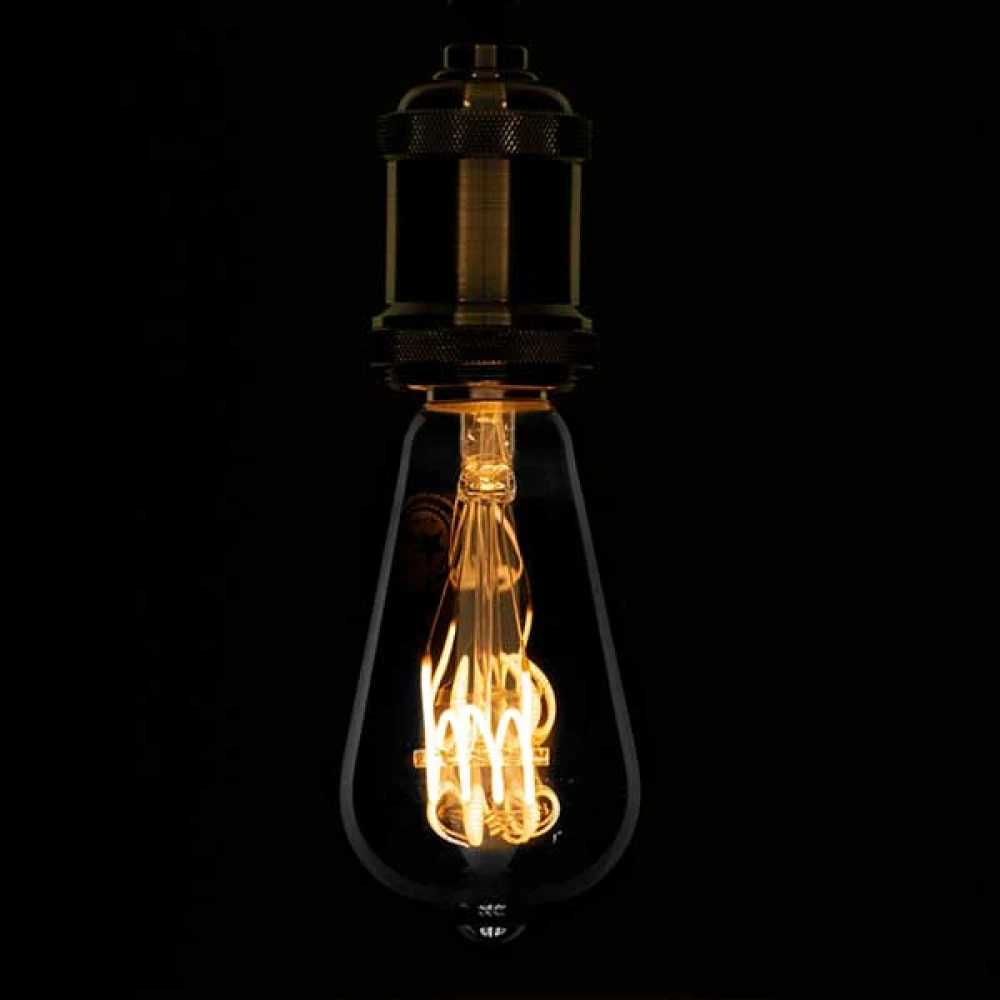 Λάμπα E27 ST64 Αχλάδι LED SOFT T SPIRAL FILAMENT 6W 470 lm 320° AC 85-265V Edison Retro με Φιμέ Γυαλί Θερμό Λευκό 2700 K Dimmable