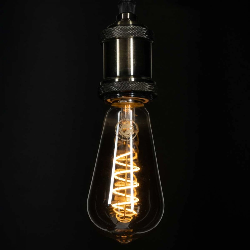 Λάμπα LED Soft S Spiral Filament E27 ST64 Αχλάδι 4W 280lm 360° AC 220-240V IP20 Φ6.4 x Υ14cm Θερμό Λευκό 2700K με Φιμέ Γυαλί Dimmable