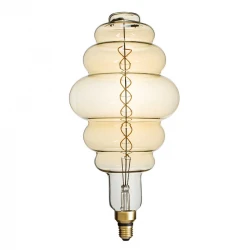 Λάμπα LED Soft S Spiral Filament E27 BH200 GRAPES Γλόμπος 8W 560lm 360° AC 220-240V IP20 Φ20 x Υ41cm Ultra Θερμό Λευκό 2200K με Μελί Γυαλί - Dimmable
